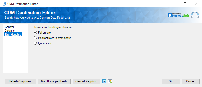 SSIS CDM Destination component - Error handling